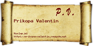 Prikopa Valentin névjegykártya